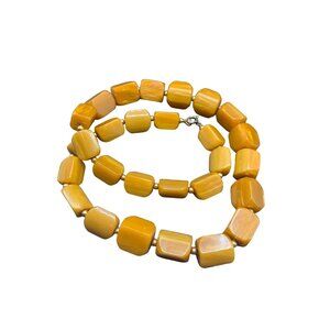 Vintage Butterscotch Bakelite Necklace Caramel Chunky Cube Beads Long Strand